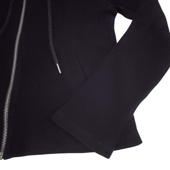 Helmut Lang Black Waffle Zip Hoodie M Designer Minimalist Loungewear - Picture 7 of 12